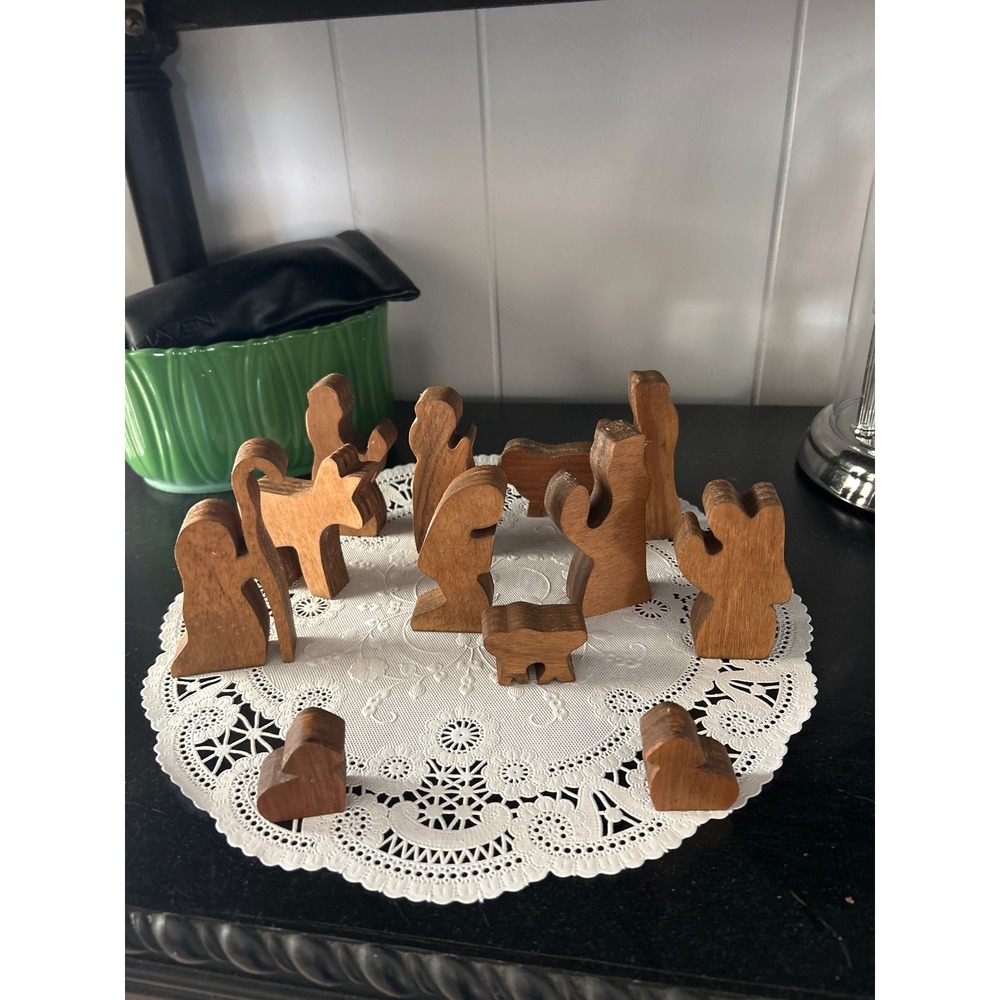 Wooden Nativity Set 12‎ Piece Rustic Nativity Scene Christmas Decor